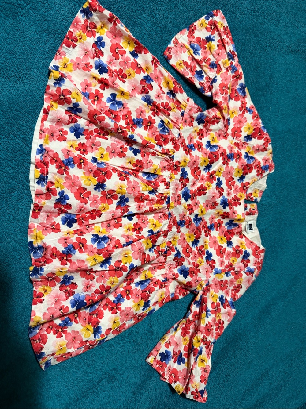 Jannie and Jack Pink Yellow Blue Floral Print flare top